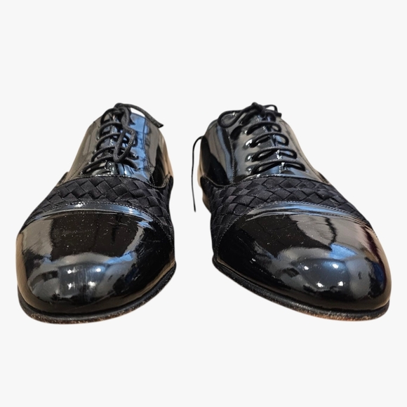 MEZLAN Hampton Men Black Patent Leather Woven Cap Toe Lace Up Dress Oxfords 9M main image 5